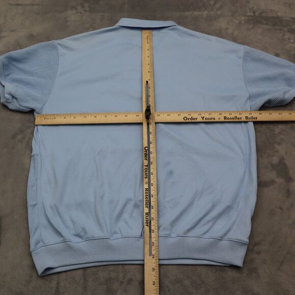 Envoy Shirt Mens XL Blue Plain Chest Button Short Sleeve Casual Collared Top - Picture 4 of 16
